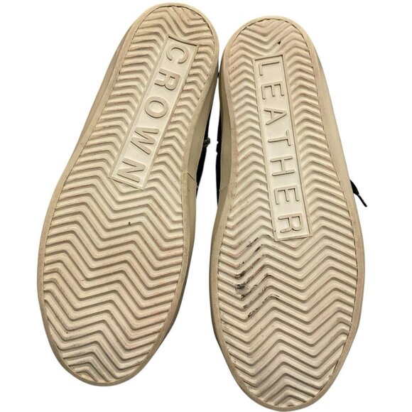 Leather Crown Studborn black Mid top Sneakers Silver Metal Studs Zipper Size 38 - Picture 11 of 12